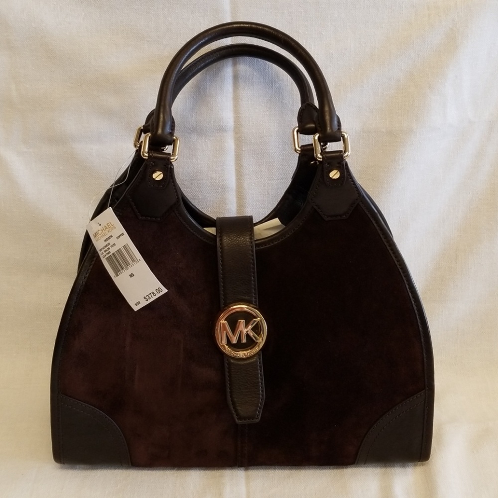 Michael Kors brown leather purse tote bag